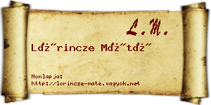 Lőrincze Máté névjegykártya