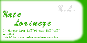 mate lorincze business card